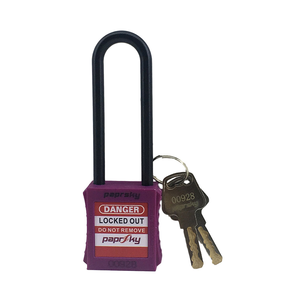 Safety Lockout Dielectric Padlock Purple Color PS-LOTO-PPNR-76 Dielectric Long Shackle